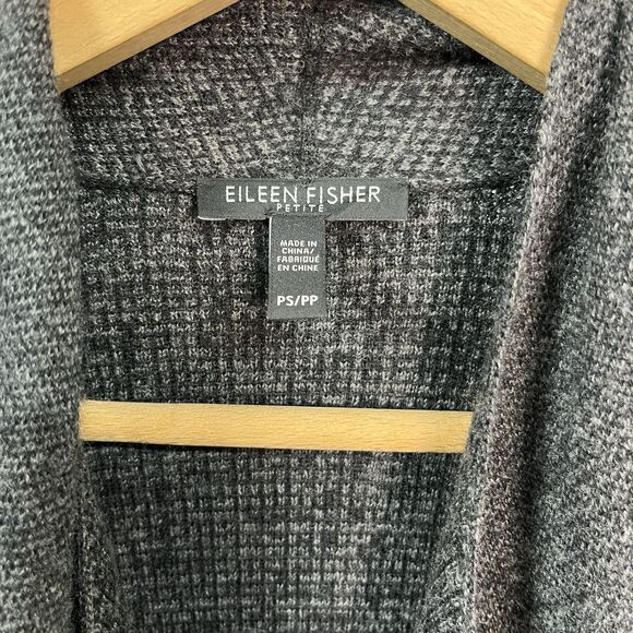 Eileen Fisher Women's‎ Black/Gray Merino Wool Open Front Jacket Blazer Sz Small - Picture 3 of 7